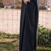 Pantaloni jogger palazzo cu talie elastică și textură Soft-Touch la atingere Pantaloni jogger palazzo cu talie elastică și textură Soft-Touch la atingere