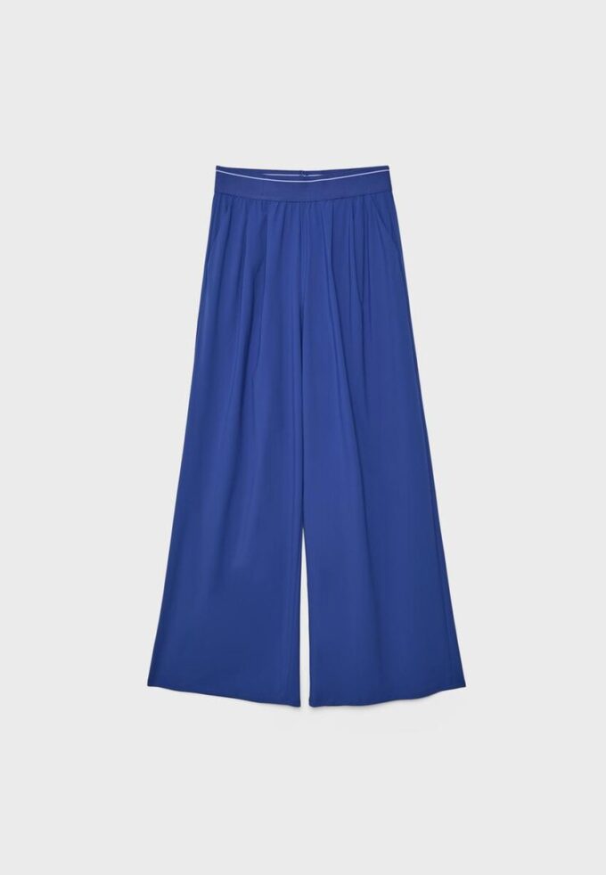 Pantaloni jogger palazzo cu talie elastică și textură Soft-Touch la atingere Pantaloni jogger palazzo cu talie elastică și textură Soft-Touch la atingere