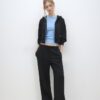 Pantaloni jogger Wide Leg, cu textură Soft-Touch la atingere și detaliu de cusătură în față Pantaloni jogger Wide Leg, cu textură Soft-Touch la atingere și detaliu de cusătură în față