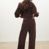Pantaloni jogger Wide Leg, cu textură Soft-Touch la atingere și detaliu de cusătură în față Pantaloni jogger Wide Leg, cu textură Soft-Touch la atingere și detaliu de cusătură în față