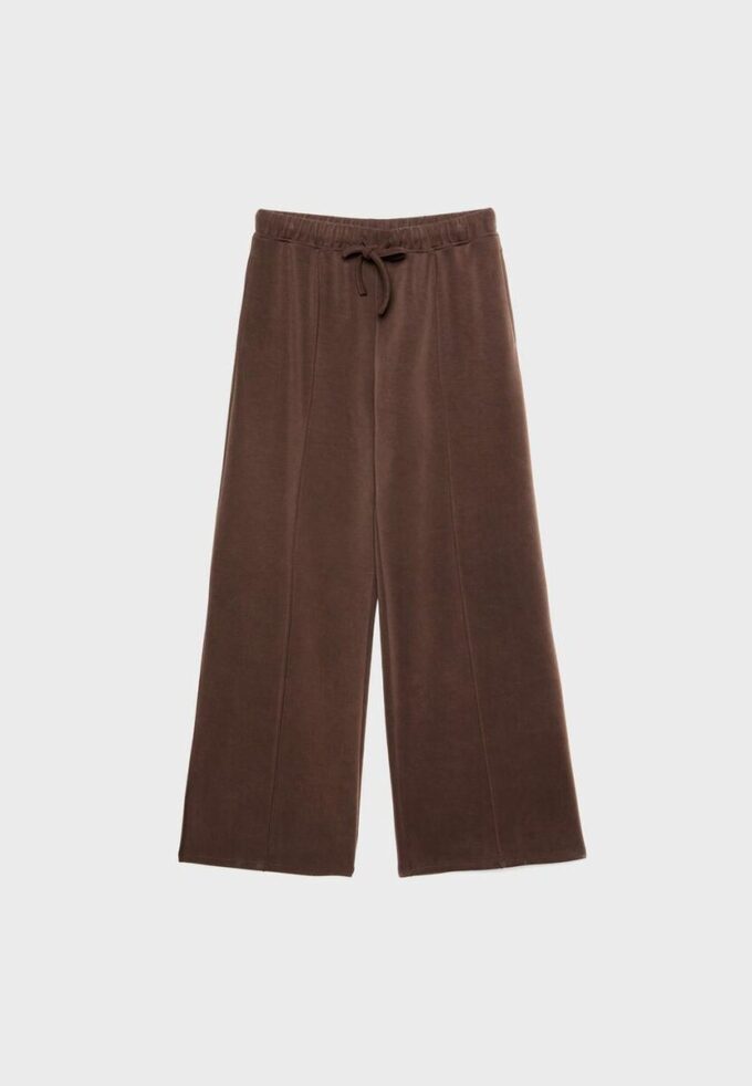 Pantaloni jogger Wide Leg, cu textură Soft-Touch la atingere și detaliu de cusătură în față Pantaloni jogger Wide Leg, cu textură Soft-Touch la atingere și detaliu de cusătură în față