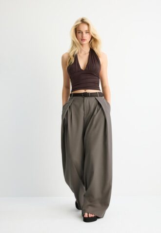 Pantaloni Maxi-Dart cu curea