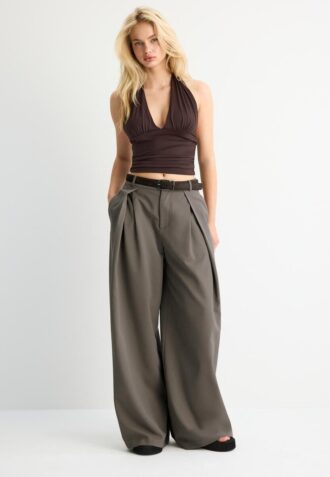 Pantaloni Maxi-Dart cu curea