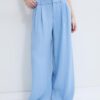 Pantaloni rustici cu croi Wide Leg și nasturi reglabili
