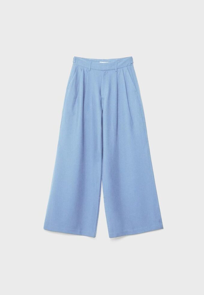 Pantaloni rustici cu croi Wide Leg și nasturi reglabili
