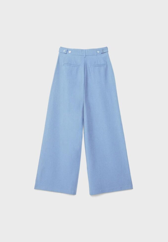 Pantaloni rustici cu croi Wide Leg și nasturi reglabili