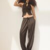 Pantaloni sarouel cu efect de in