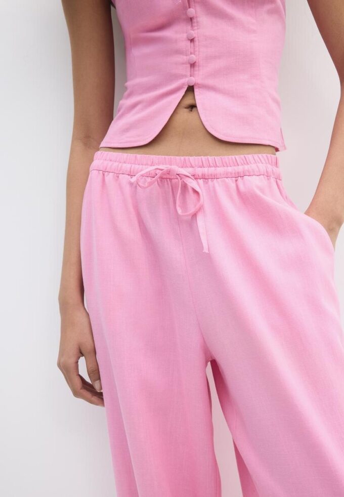 Pantaloni sarouel cu efect de in Pantaloni sarouel cu efect de in