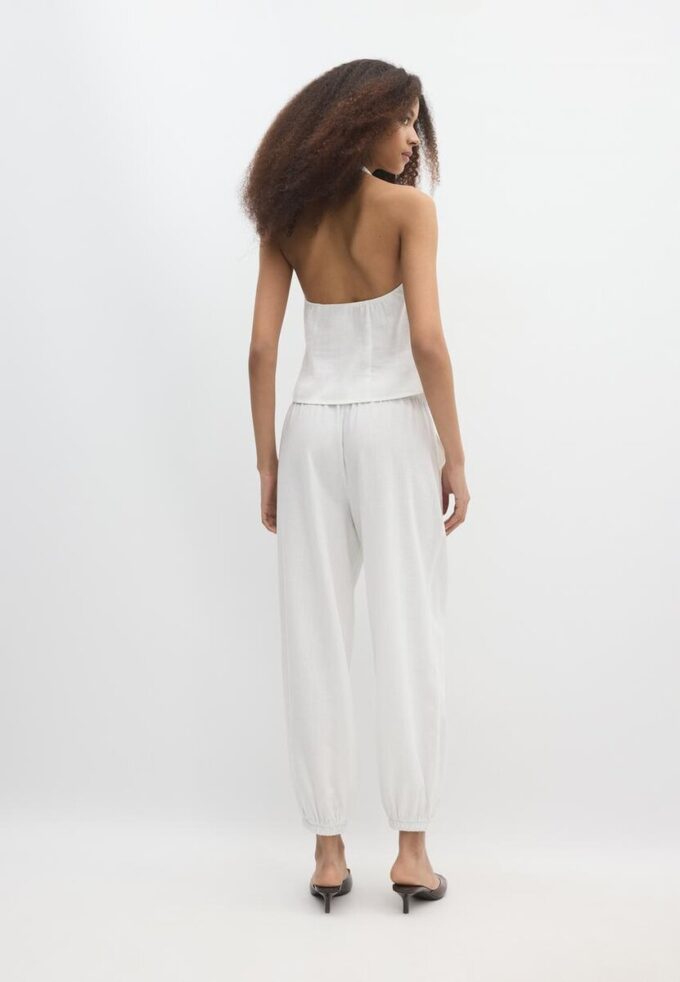 Pantaloni sarouel cu efect de in Pantaloni sarouel cu efect de in