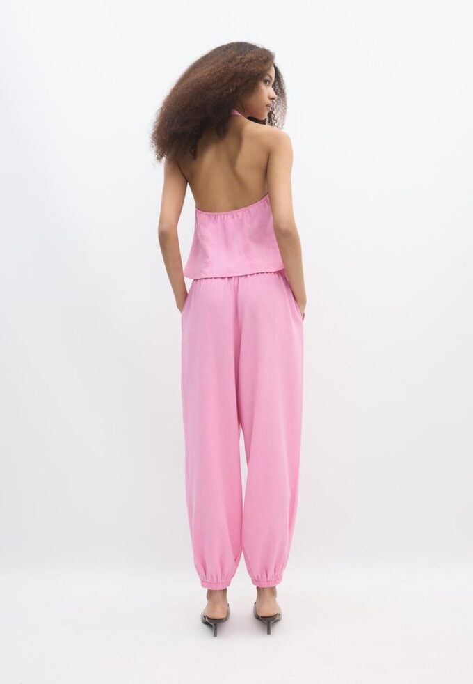 Pantaloni sarouel cu efect de in Pantaloni sarouel cu efect de in
