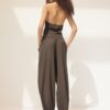 Pantaloni sarouel cu efect de in