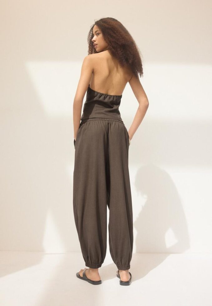 Pantaloni sarouel cu efect de in