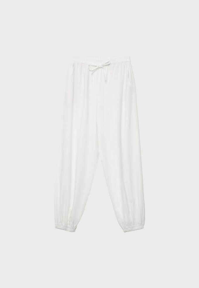 Pantaloni sarouel cu efect de in Pantaloni sarouel cu efect de in