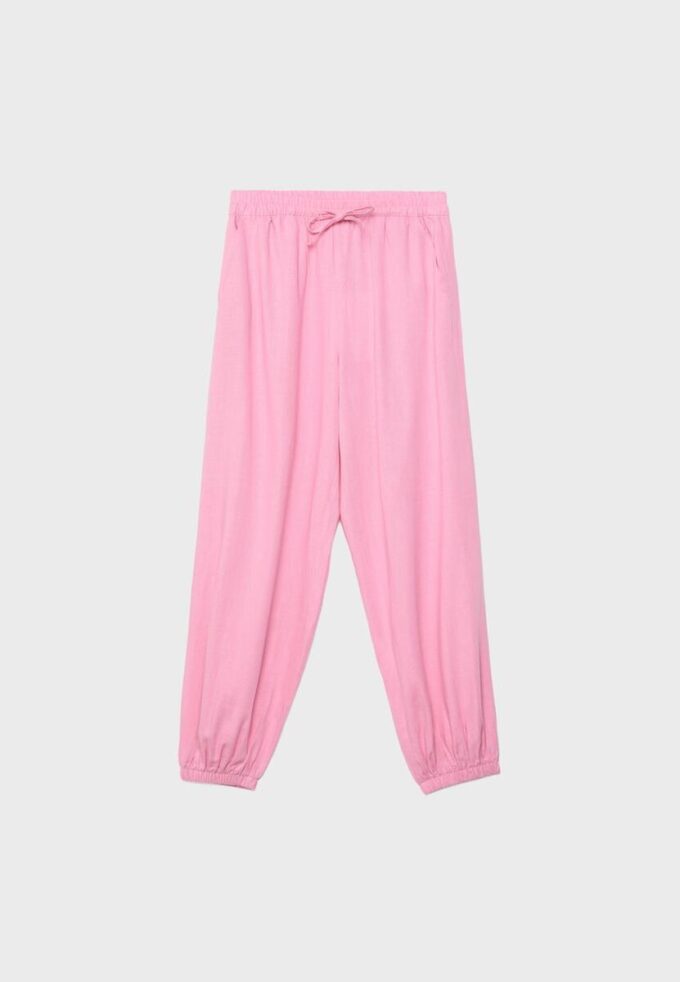Pantaloni sarouel cu efect de in Pantaloni sarouel cu efect de in