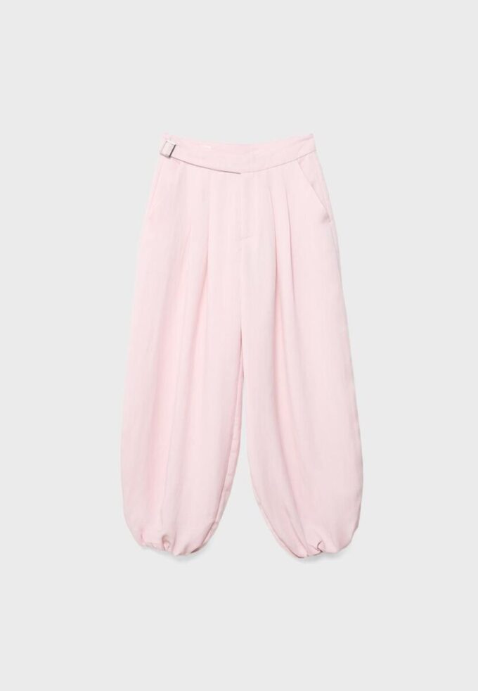 Pantaloni sarouel cu pense și cataramă Pantaloni sarouel cu pense și cataramă