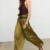 Pantaloni sarouel din satin cu curea Pantaloni sarouel din satin cu curea