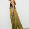 Pantaloni sarouel din satin cu curea Pantaloni sarouel din satin cu curea