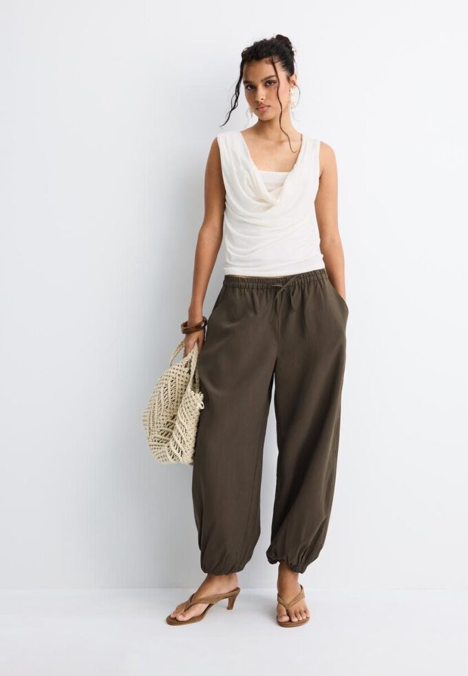 Pantaloni sarouel in lyocell Pantaloni sarouel in lyocell