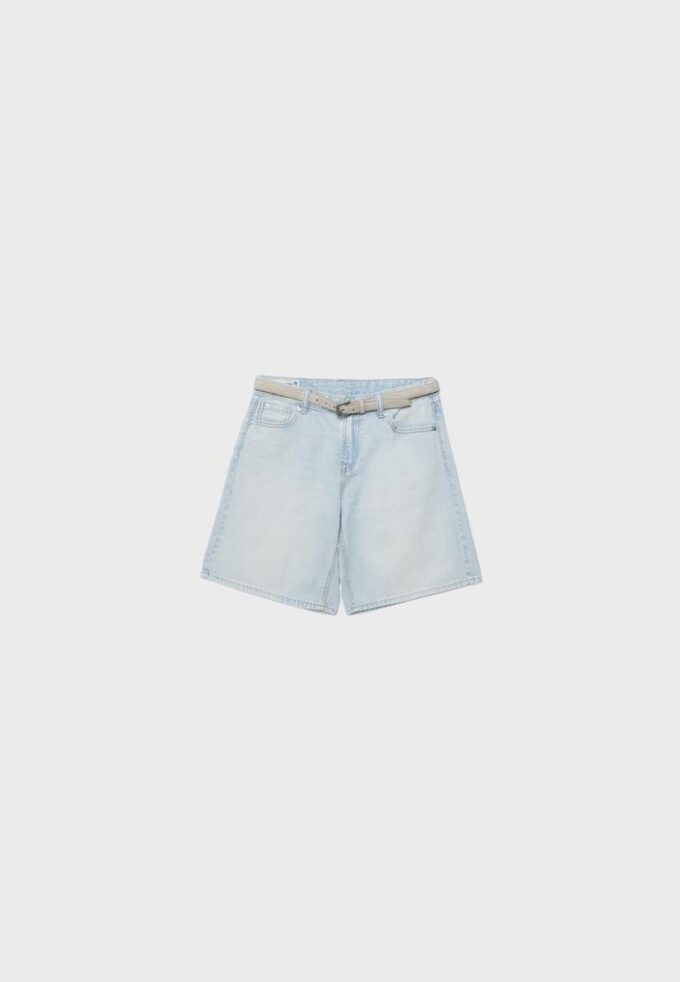 Pantaloni scurți de denim cu curea Pantaloni scurți de denim cu curea