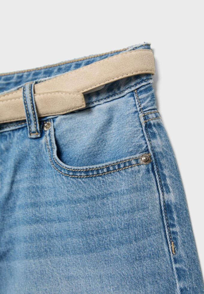 Pantaloni scurți de denim cu curea Pantaloni scurți de denim cu curea