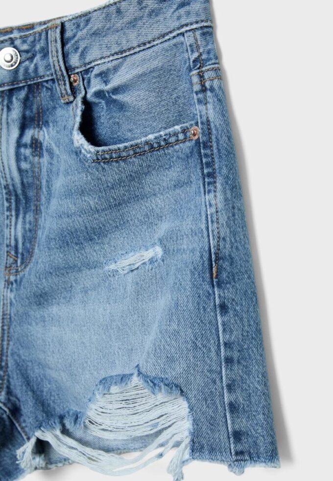 Pantaloni scurți din denim rupt D75 Pantaloni scurți din denim rupt D75