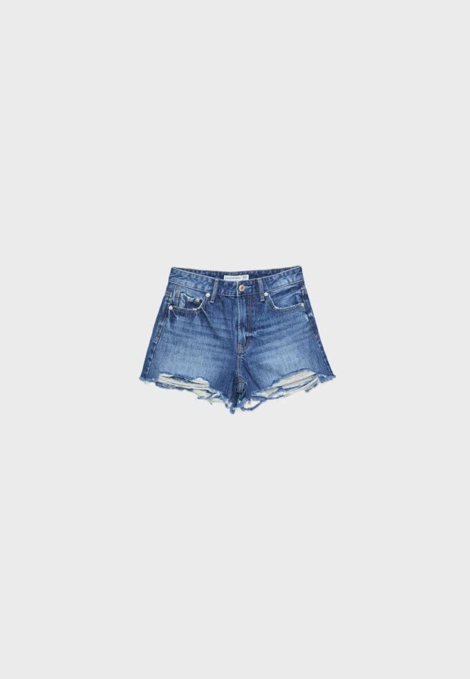 Pantaloni scurți din denim rupt D75 Pantaloni scurți din denim rupt D75