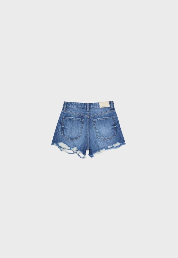 Pantaloni scurți din denim rupt D75 Pantaloni scurți din denim rupt D75