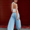 Pantaloni voluminoși din poplin Pantaloni voluminoși din poplin
