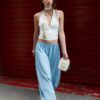 Pantaloni voluminoși din poplin Pantaloni voluminoși din poplin