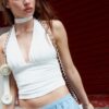 Pantaloni voluminoși din poplin Pantaloni voluminoși din poplin