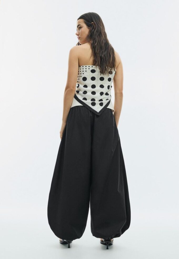 Pantaloni voluminoși din poplin Pantaloni voluminoși din poplin