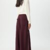 Pantaloni wide leg din pluș cu detalii de bordură