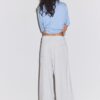 Pantaloni wide leg din pluș cu detalii de bordură