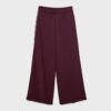 Pantaloni wide leg din pluș cu detalii de bordură
