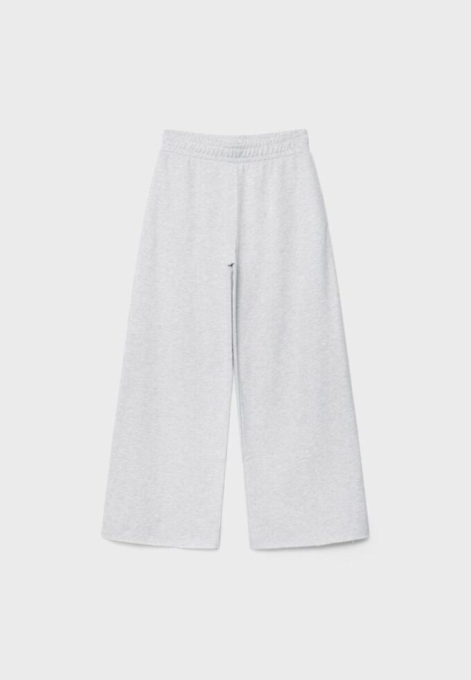 Pantaloni wide leg din pluș cu detalii de bordură