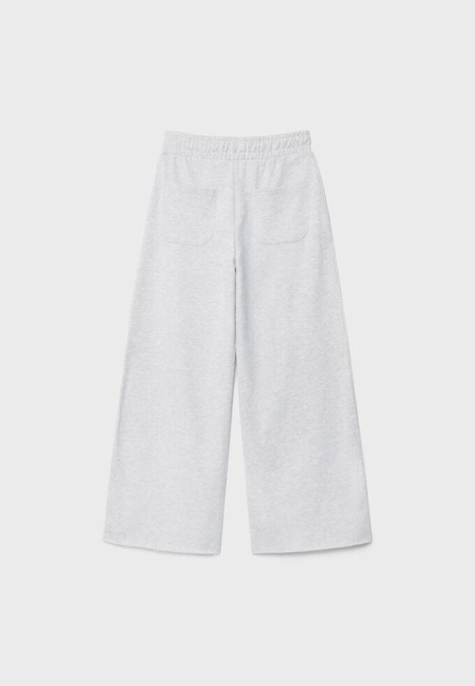 Pantaloni wide leg din pluș cu detalii de bordură