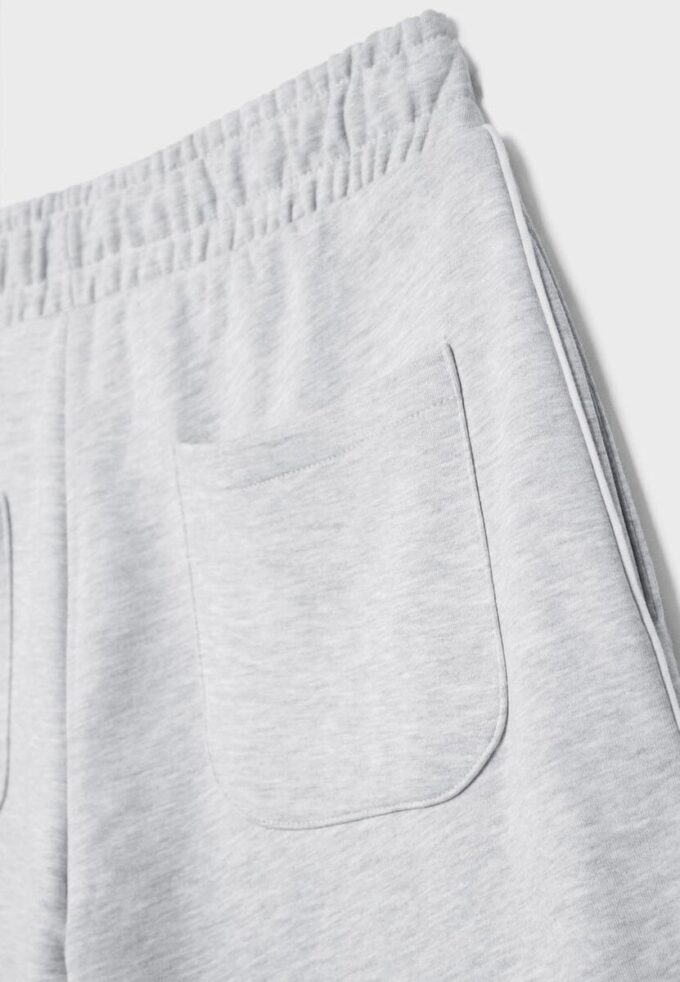 Pantaloni wide leg din pluș cu detalii de bordură
