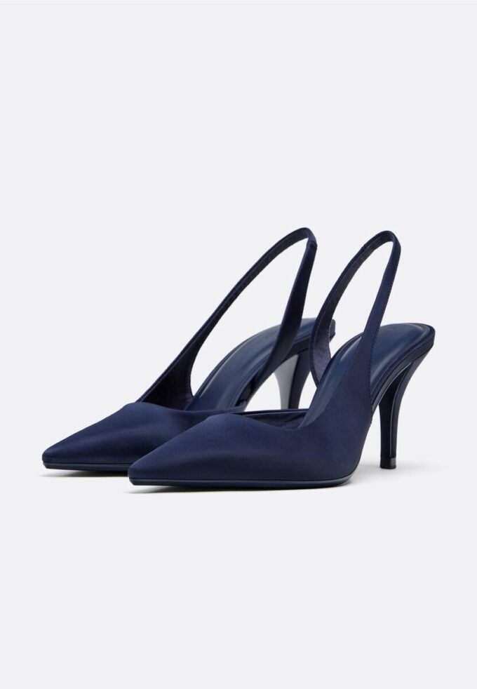 Pantofi cu toc cu efect de satin
