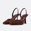 Pantofi cu toc stiletto cu efect satinat