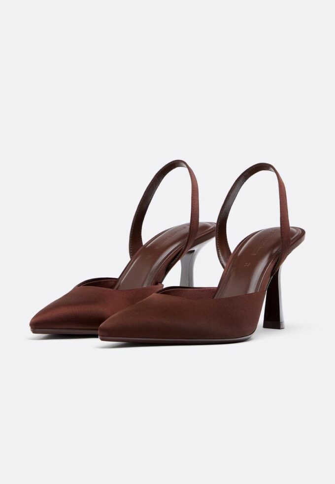 Pantofi cu toc stiletto cu efect satinat