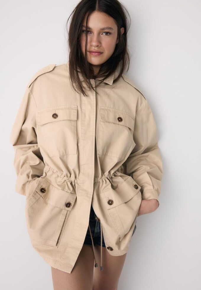 Parka din bumbac cu buzunare Parka din bumbac cu buzunare