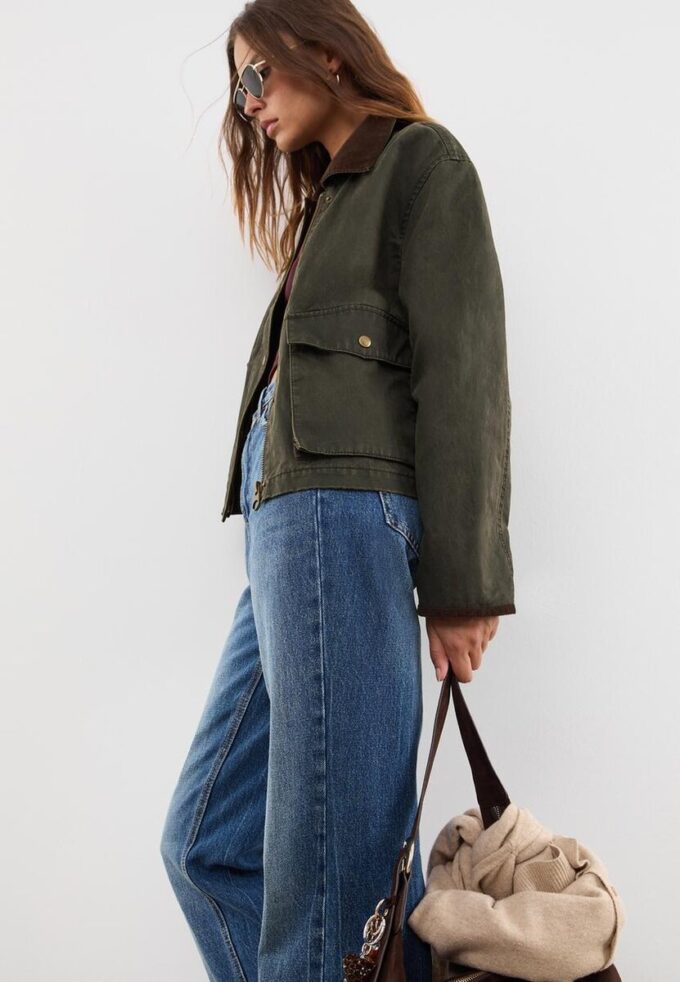 Parka scurtă cerată Contrast Parka scurtă cerată Contrast