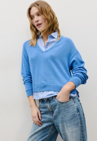 Pulover din tricot cu două țesături