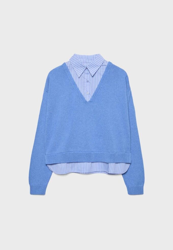 Pulover din tricot cu două țesături Pulover din tricot cu două țesături