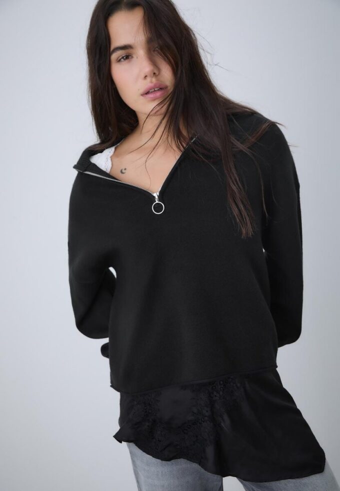 Pulover din tricot cu fermoar Pulover din tricot cu fermoar