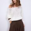 Pulover din tricot cu guler barcă Pulover din tricot cu guler barcă