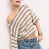Pulover din tricot cu guler barcă Pulover din tricot cu guler barcă