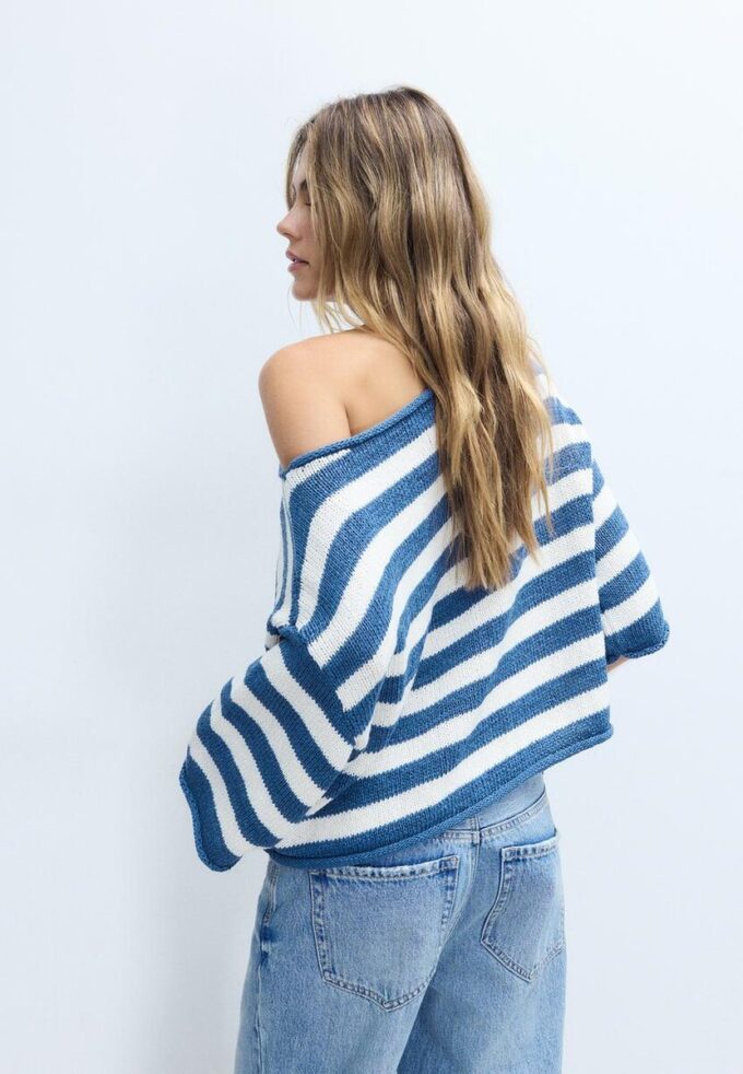 Pulover din tricot cu guler barcă Pulover din tricot cu guler barcă