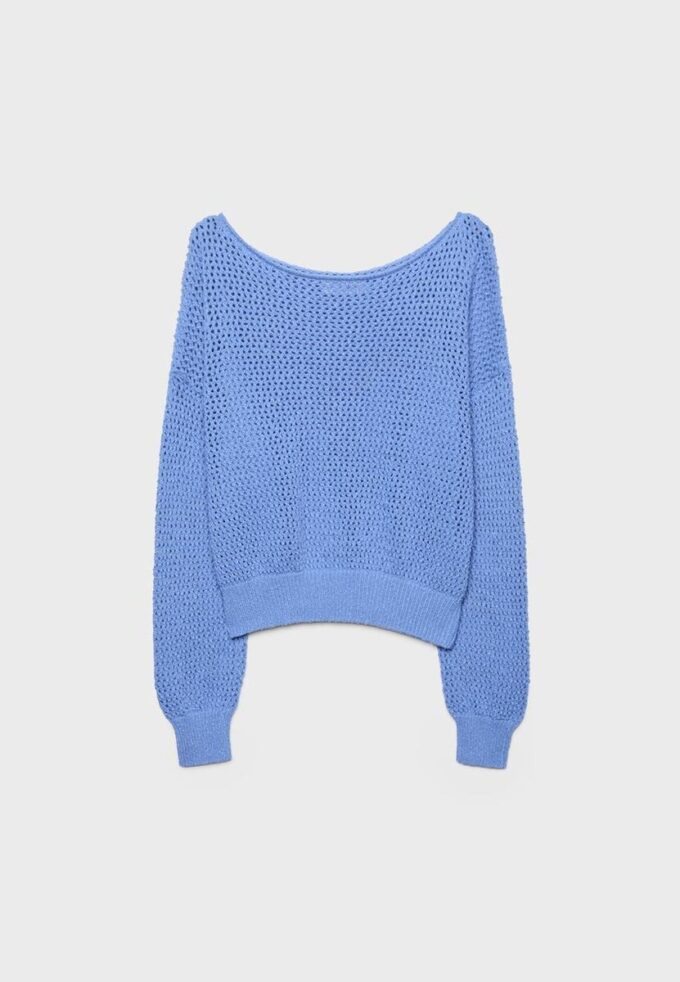 Pulover din tricot cu guler barcă Pulover din tricot cu guler barcă