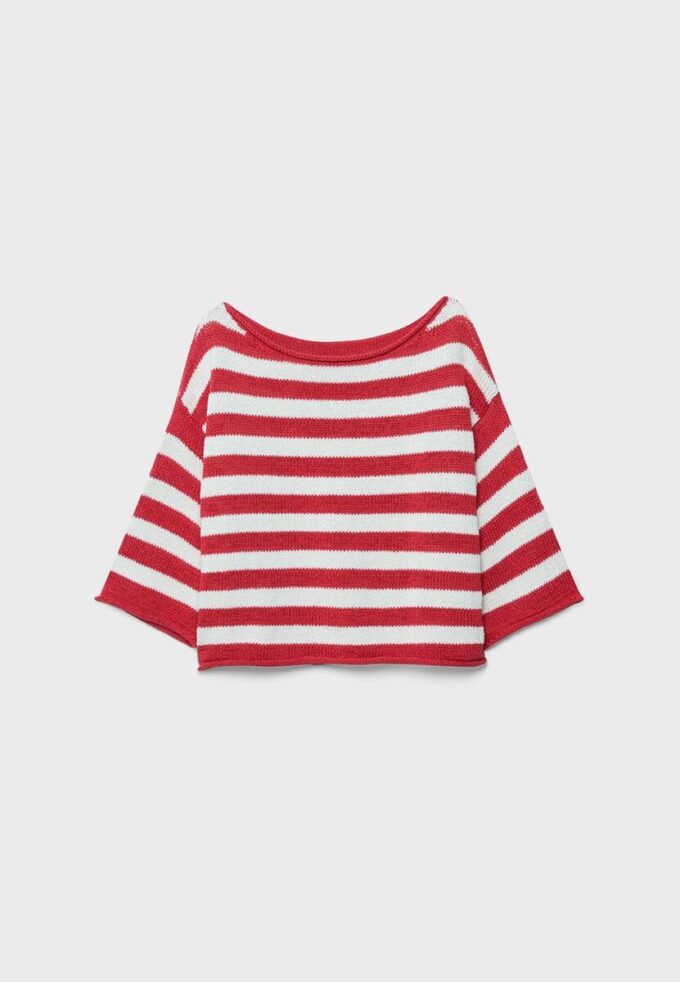 Pulover din tricot cu guler barcă Pulover din tricot cu guler barcă